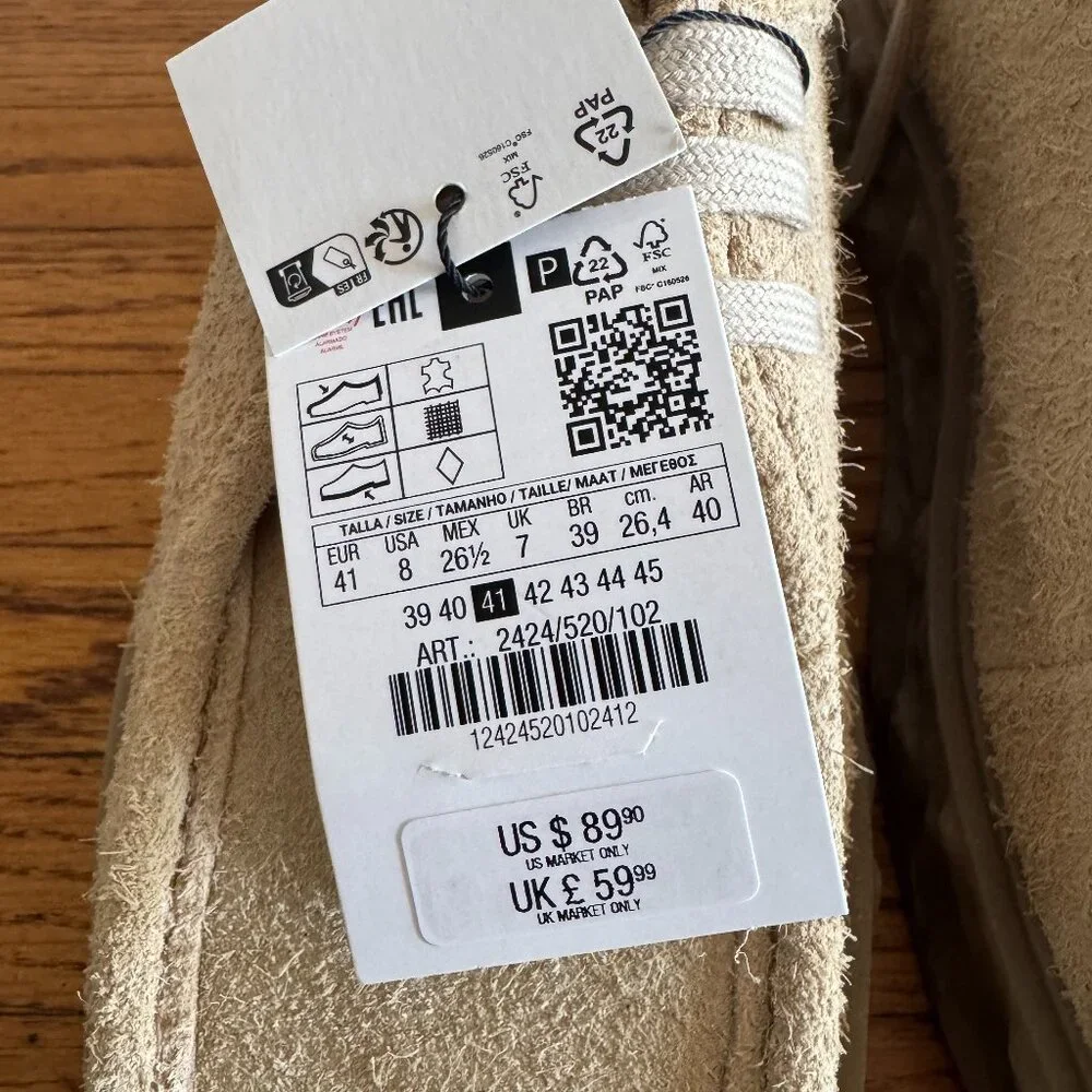ZARA - TEXTURED SOLE LEATHER SHOE. Size 8 /EUR 41